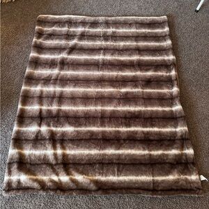 Luxe fair fur rabbit stripe throw blanket